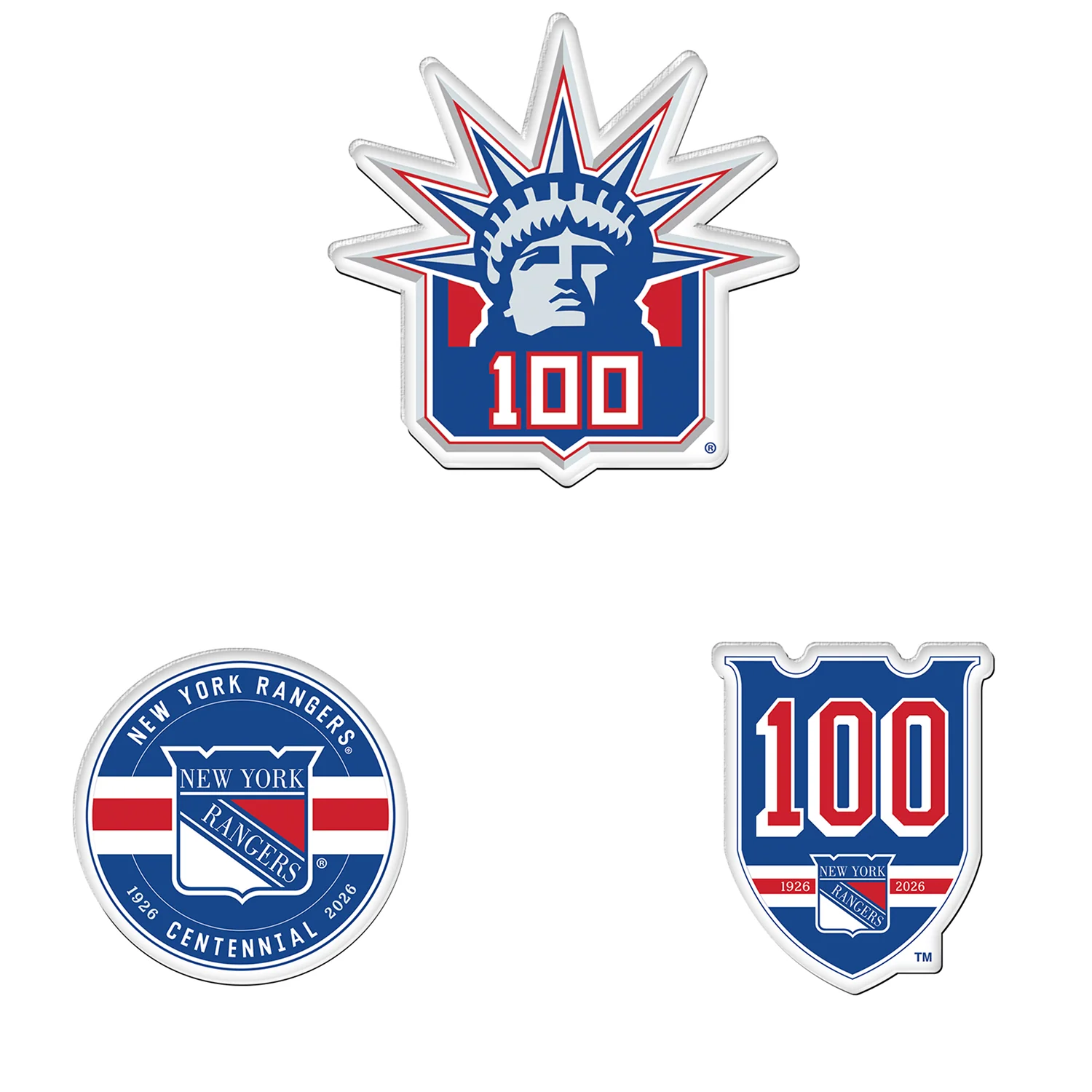 Wincraft Rangers Centennial Acrylic Magnet 3-pack