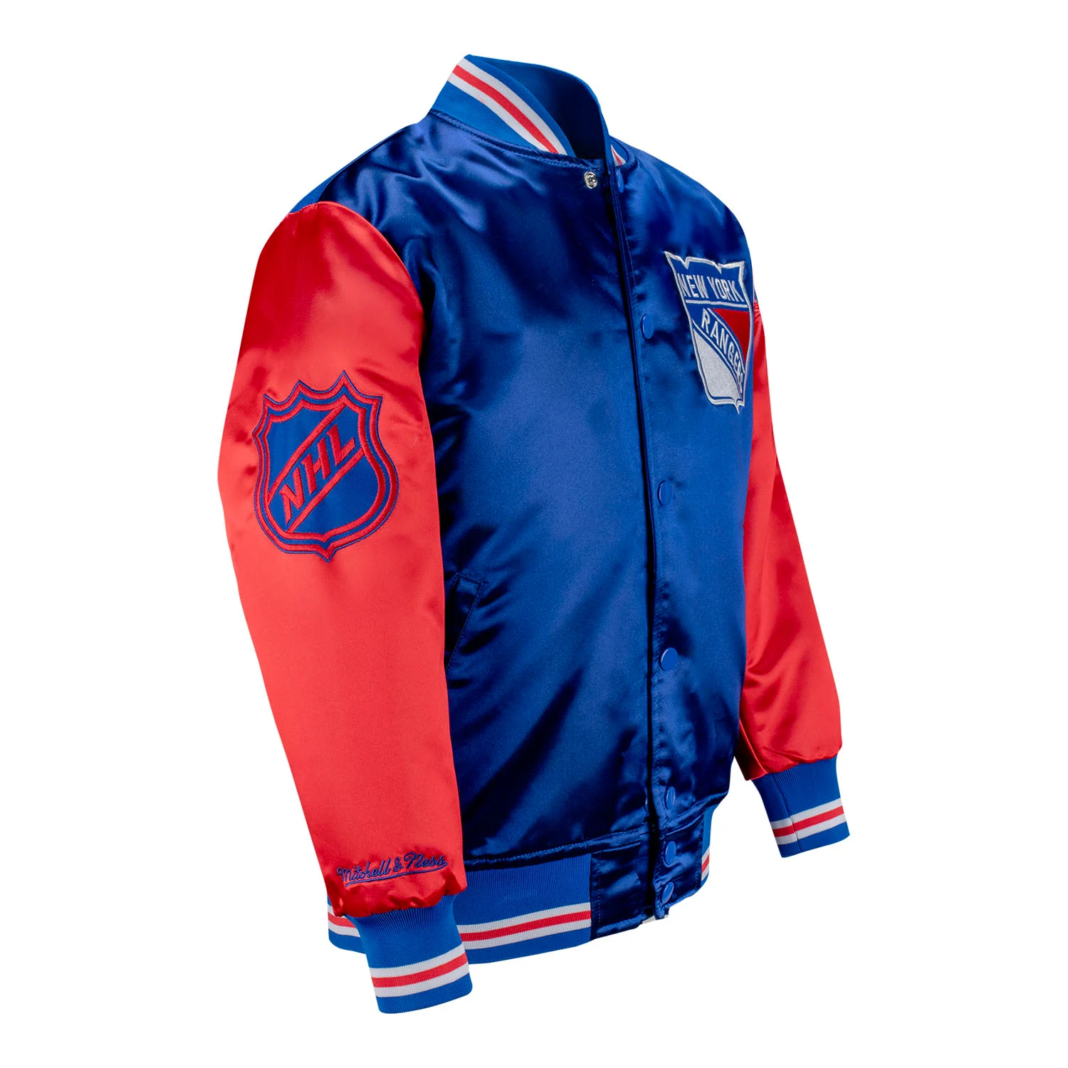 Youth Mitchell & Ness Rangers Primetime Heavyweight Satin Jacket - Image 3
