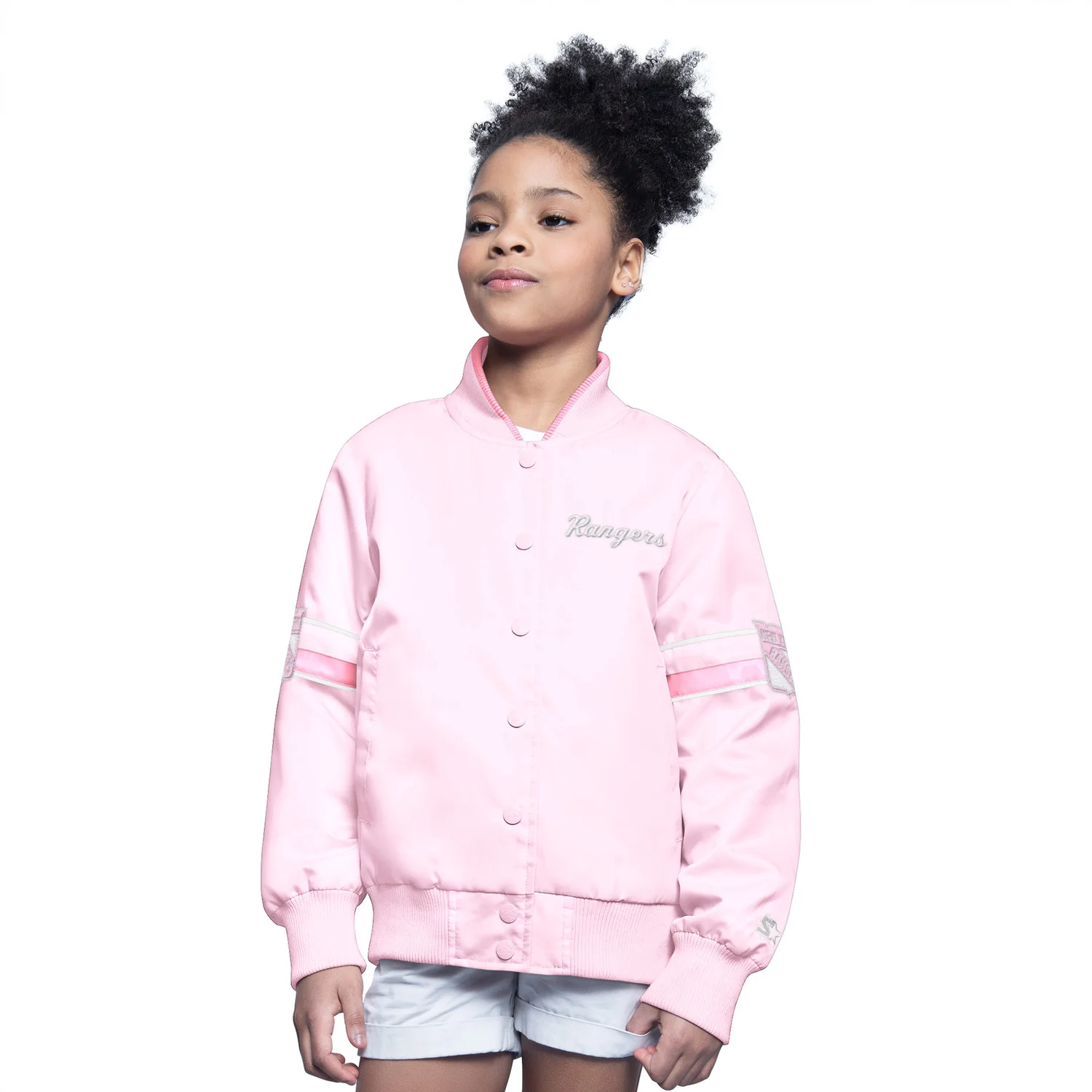 Youth Starter Rangers Arena Pink Varsity Jacket