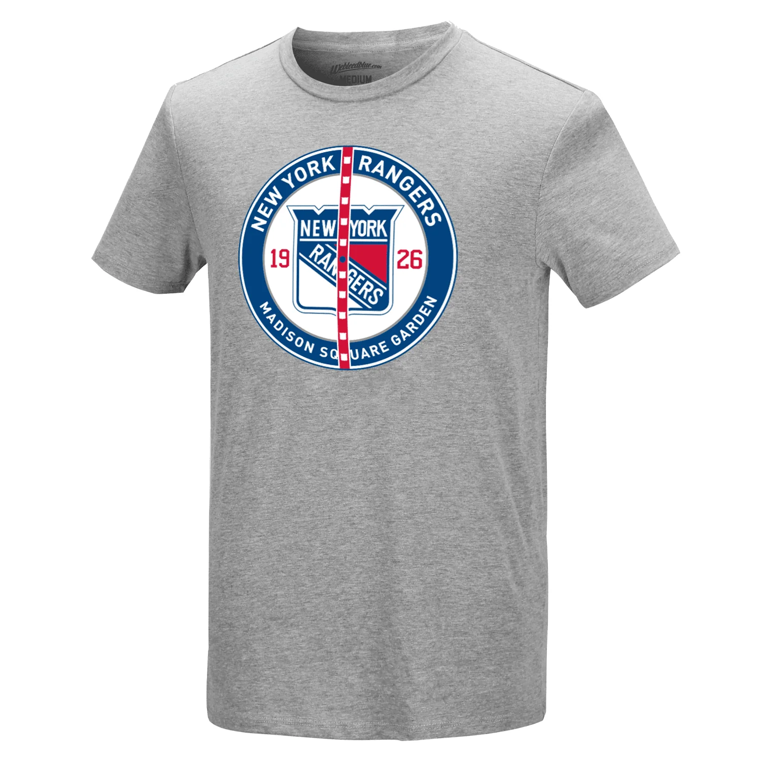 We Bleed Blue Rangers Center Ice Grey Tee