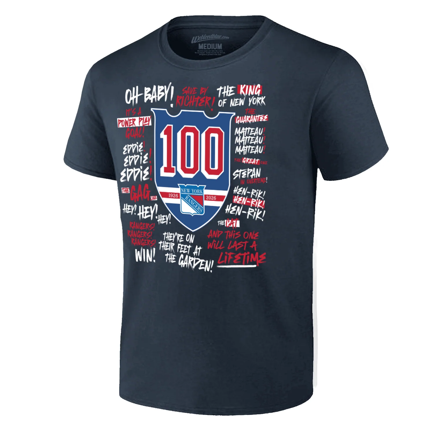 Youth We Bleed Blue Centennial Navy Tee